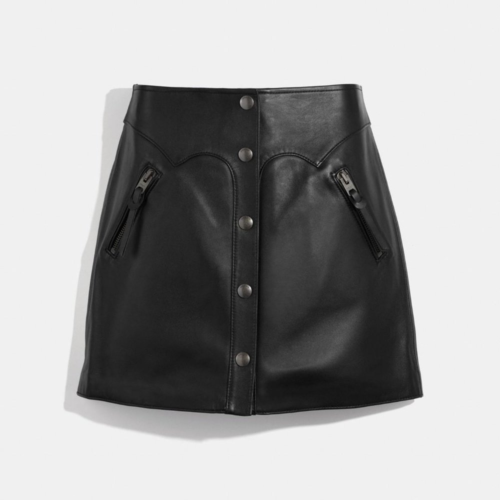 NEW COACH Lamb Leather Skirt black NWT